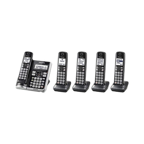 5 Handset Panasonic Link2Cell Bluetooth Cordless Phone System with Voice Assistant