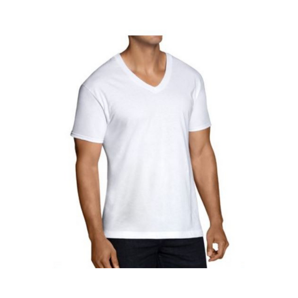 Paquete de 12 camisetas con cuello en V blancas Dual Defense de Fruit of the Loom para hombre