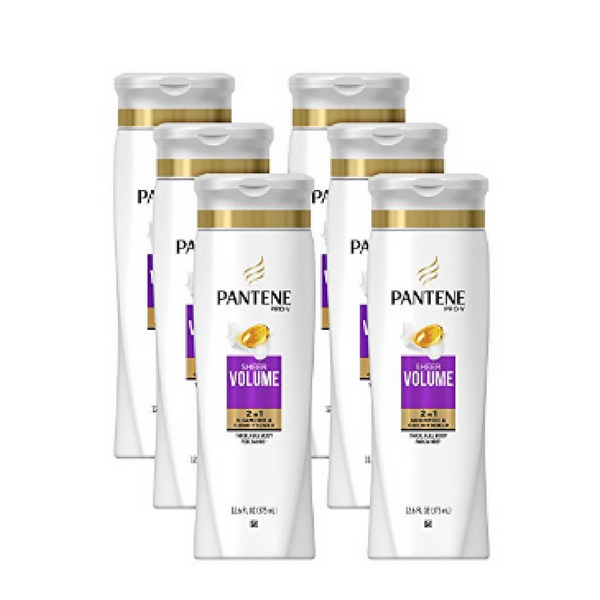 6 bottles of Pantene Pro-V Sheer Volume 2 in 1 Shampoo & Conditioner