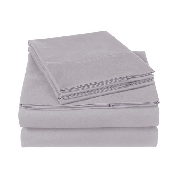 Pinzon Juego de sábanas de algodón orgánico de 300 hilos - Queen, gris paloma