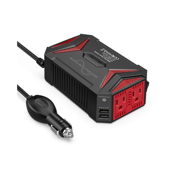Adaptador de coche inversor de potencia de onda sinusoidal pura Bestek de 300 W (CC 12 V-CA 110 V)