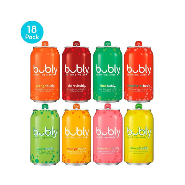 18 latas de agua con gas burbujeante, paquete variado de 8 sabores 