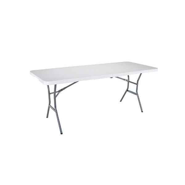 Lifetime 25011 Fold In Half Light Commercial Table, 6 Feet, White Granite