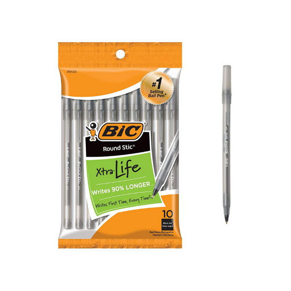 10 bolígrafos BIC Round Stic Xtra Life