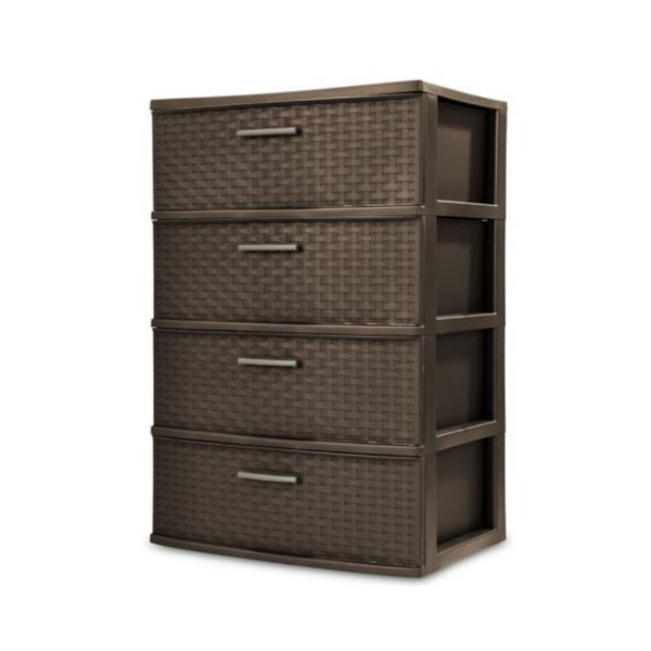 Sterilite, 4 Drawer Wide Weave Tower, Espresso