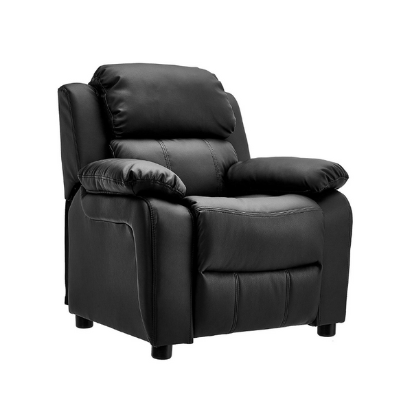 JC Home Kids Deluxe Padded Leather Recliner with Storage Arms