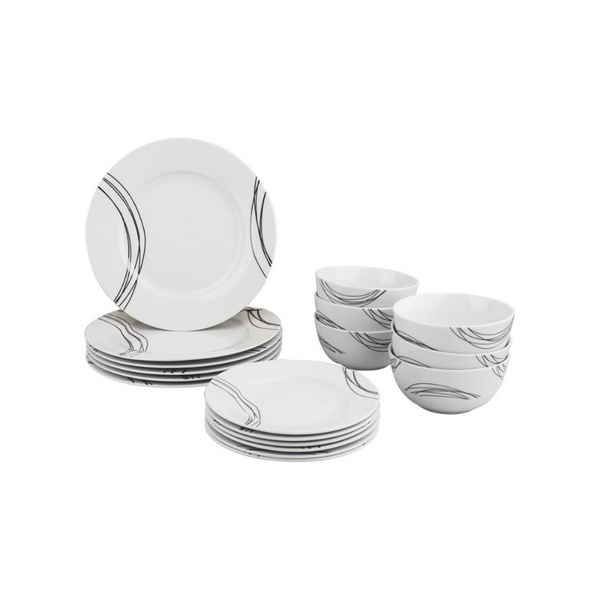 18-Piece Kitchen Dinnerware Set, Dishes, Bowls, Service for 6, Statement