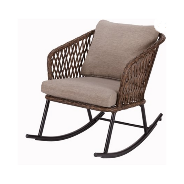 Mainstays Battle Creek Patio Wicker Rocking Chair w/ Reversible Seat Cushion