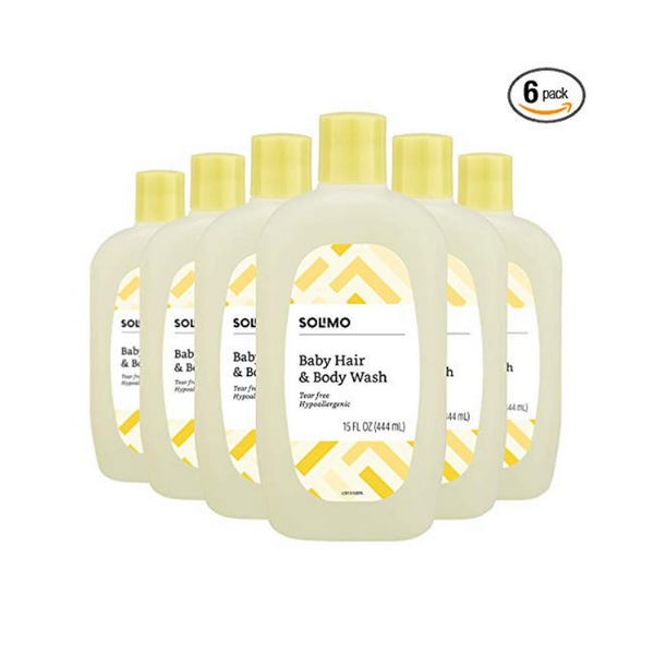 6 botellas de gel de baño y cabello para bebé sin lágrimas Solimo