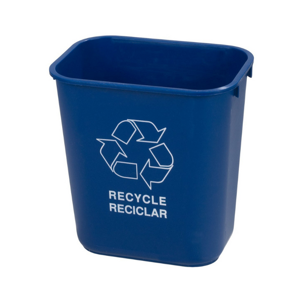 Carlisle Plastic Recycle Deskside Wastebasket, 28 Quart