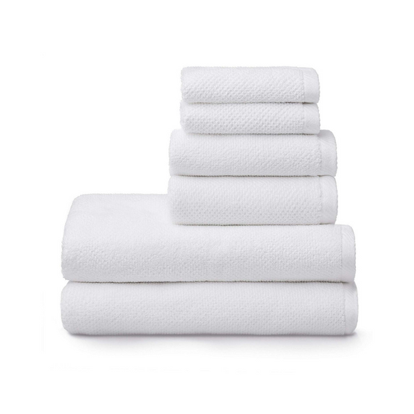 Welhome Franklin 100% Cotton Textured Towel (White) - Set of 6