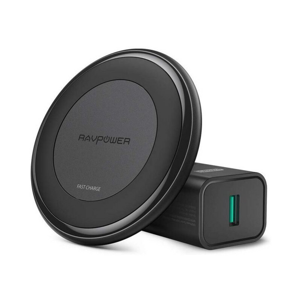 RAVPower Fast Wireless Charger Pad With QC 3.0 Wall Adapter