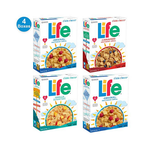4-Count 13oz. Quaker Life Breakfast Cereal (3 Flavor Variety Pack)
