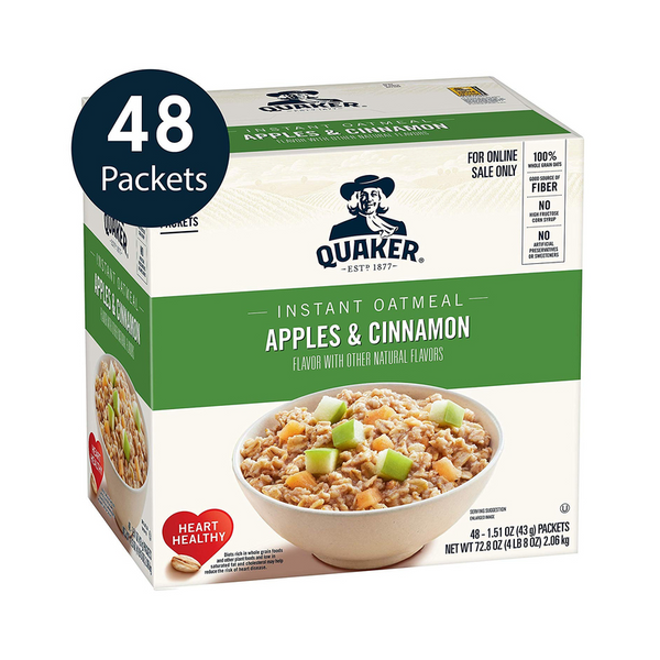 Paquete de 48 avena instantánea con manzanas y canela Quaker