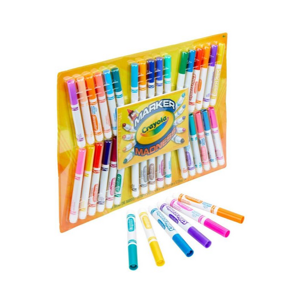 Crayola Marker Madness 34 Set de arte con marcadores de líneas anchas, perfumados y de neón