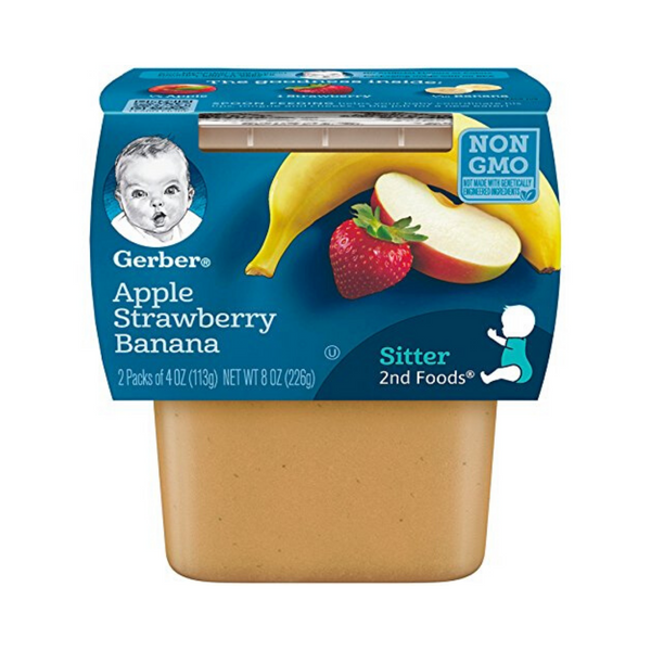 16 Gerber 2nd Foods Apple Strawberry Banana, 4 Oz Tubs