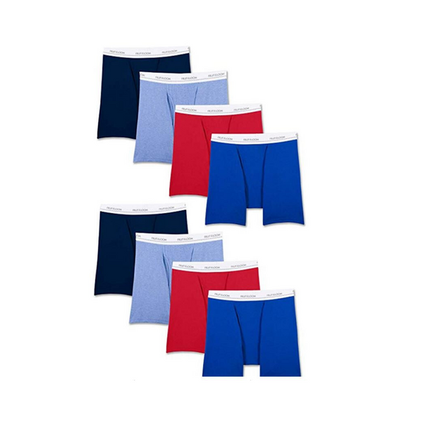 8 Pack Of Fruit Of The Loom Men’s Active Cotton Blend Lightweight Boxer Briefs