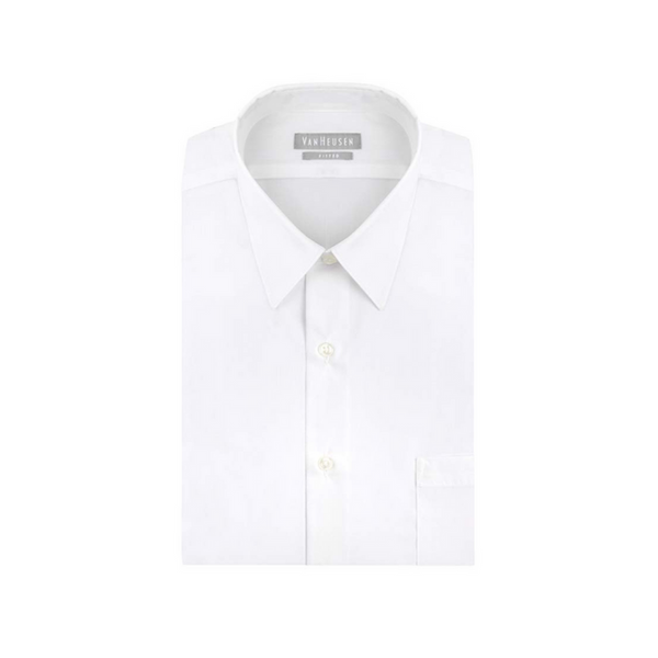 Van Heusen Men's Poplin Fitted Solid Point Collar Dress Shirt