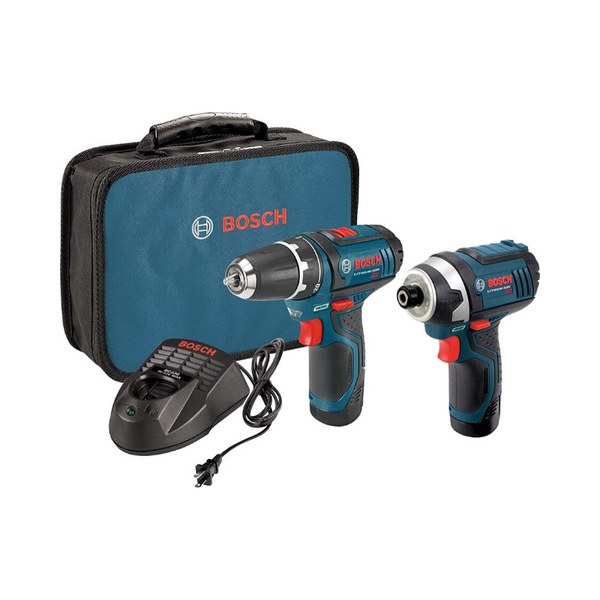 Kit combinado de taladro/destornillador y destornillador de impacto de iones de litio de 12 voltios máximo Bosch