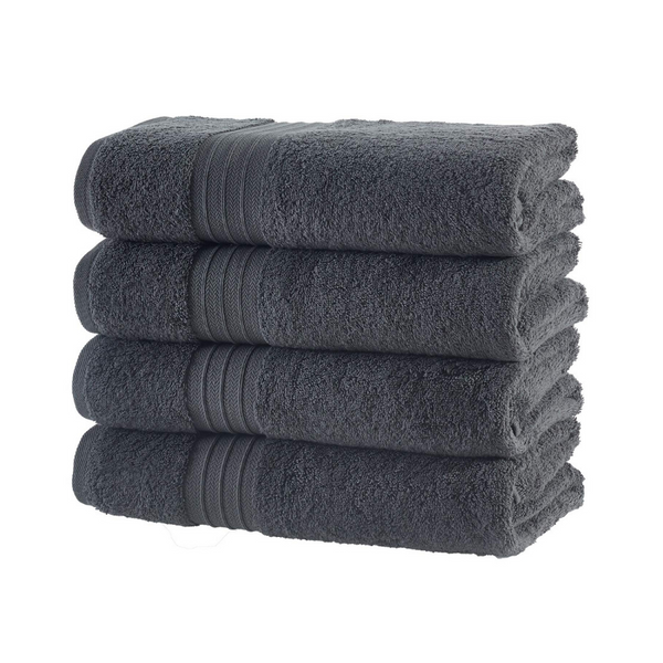 Set Of 4 Turkish Cotton Luxury Hotel Dark Grey Bath Towels