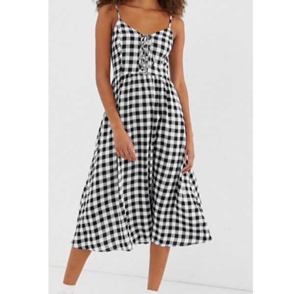 Gingham Print Midi Dress