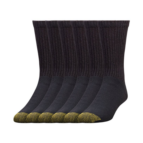 Pack of 6 men's Gold Toe cotton athletic crew socks