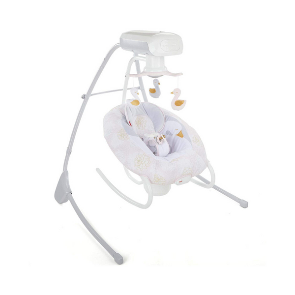 Fisher-Price My Sweet Swan Cuna y columpio de lujo 2 en 1