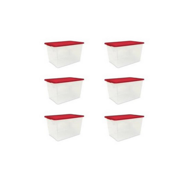 Set Of 6 Mainstays 64 Quart Clear Totes