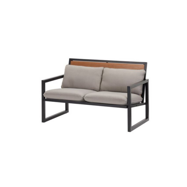 Mainstays Lindholm Way Patio Loveseat with Gray Cushions