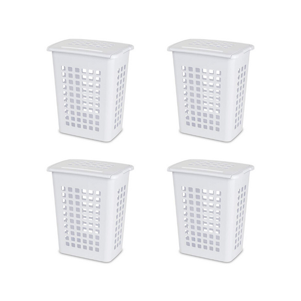 4 cestas para la colada Sterilite rectangulares con tapa elevable