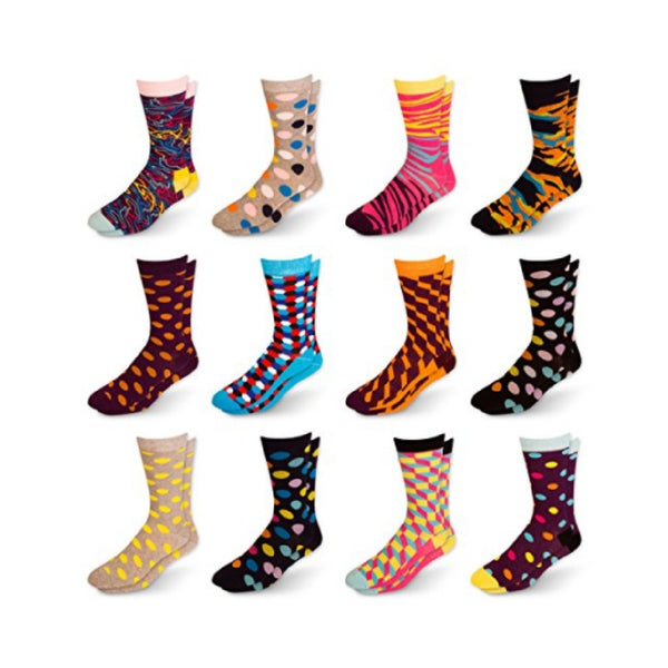 12 pares de calcetines casuales y de vestir para hombre en mezcla de algodón.