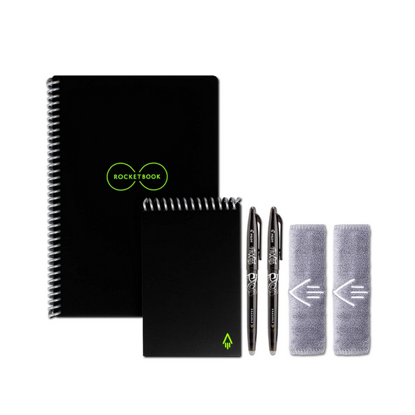Cuadernos reutilizables Rocketbook Smart con 2 bolígrafos Pilot Frixion - Negro