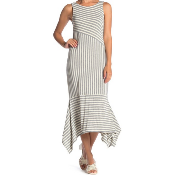 Vestido midi de rayas