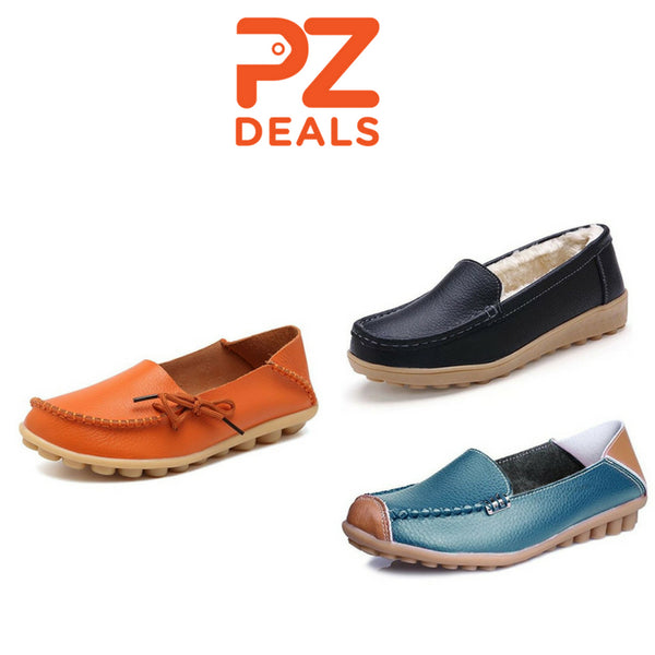 Women's Leather Flat Slip-On Loafers