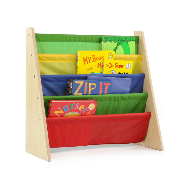 Tot Tutors Kids Book Rack with Fabric Sling Sleeves