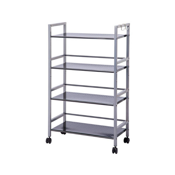 4-Tier Shelving Unit Kitchen Rack Storage Cart with Easy Moving Wheels