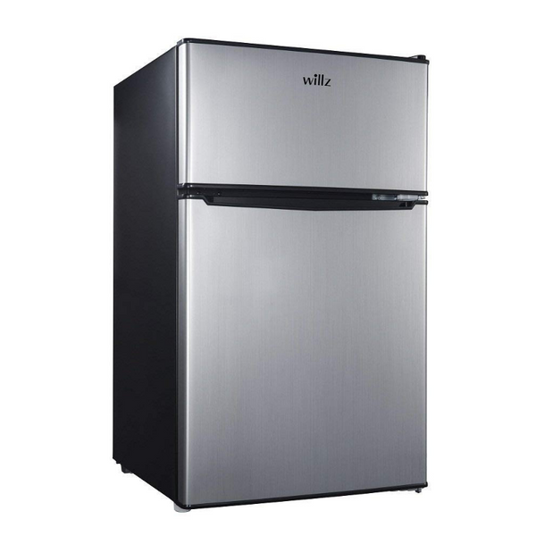 Willz 3.1 Cu Ft Refrigerator Dual Door True Freezer, Stainless Steel