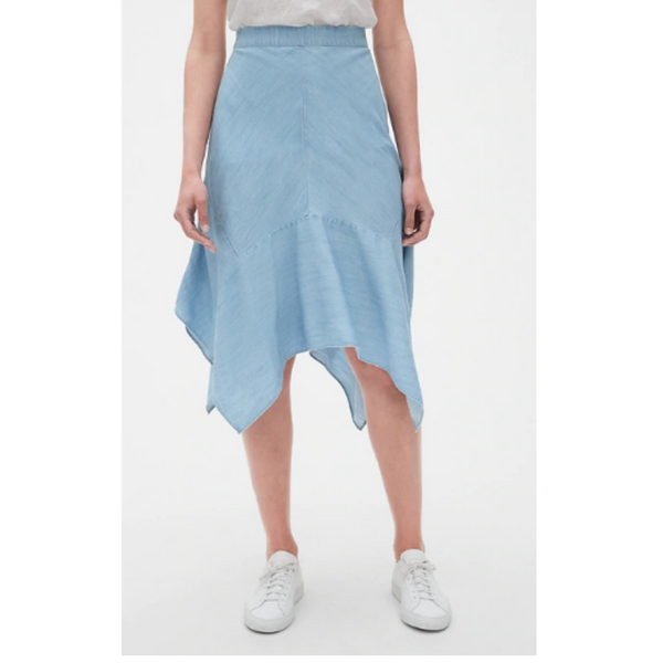 Denim Handkerchief Midi Skirt