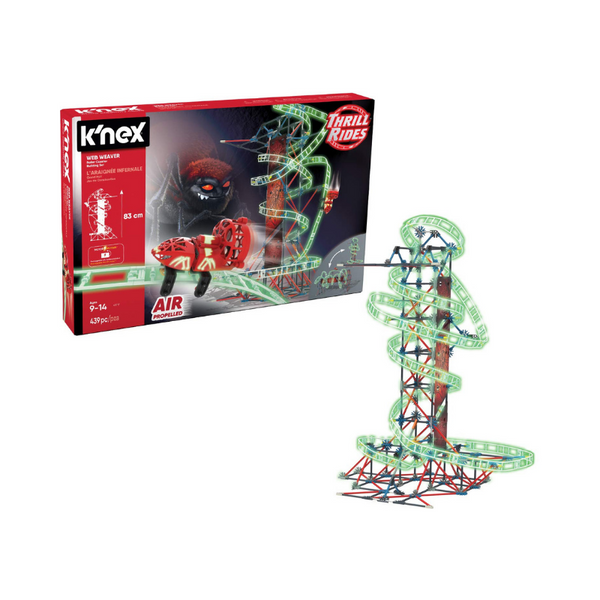 K'NEX Thrill Rides - Juego de construcción de montaña rusa Web Weaver - 439 piezas