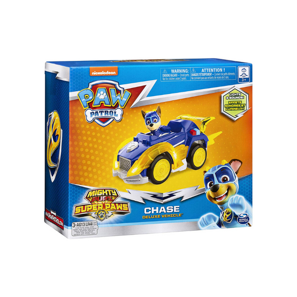 Paw Patrol, Mighty Pups Super Paws Chase’s Deluxe Vehicle with Lights & Sounds