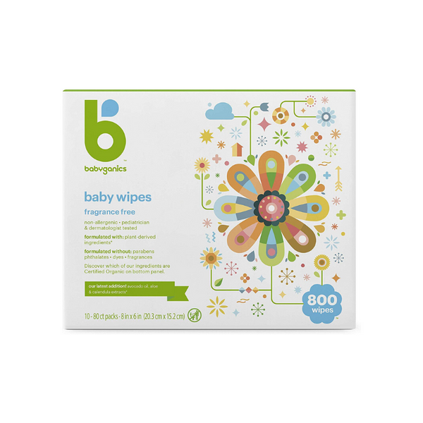 800 toallitas húmedas para bebés Babyganics, sin perfume
