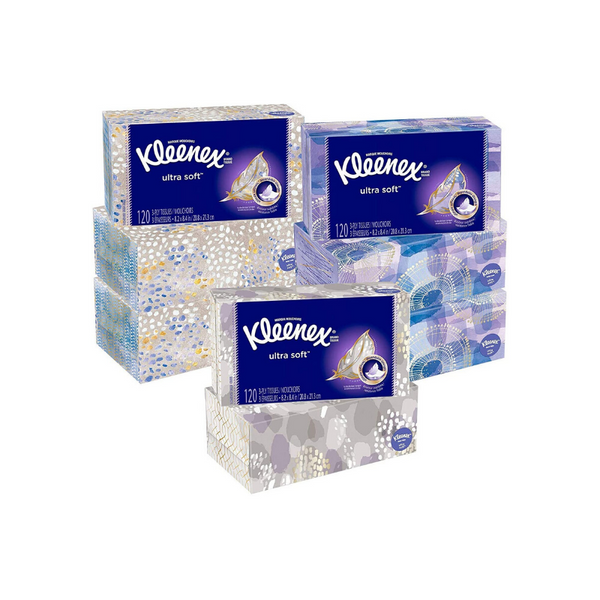 8 Boxes Of 120 Kleenex Ultra Soft Facial Tissues
