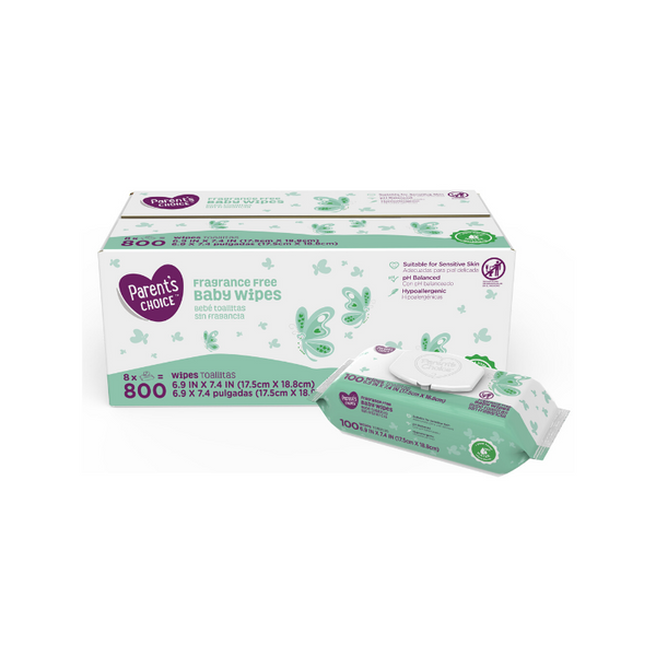 500, 800 Or 1,200 Parent's Choice Fragrance Free Baby Wipes On Sale
