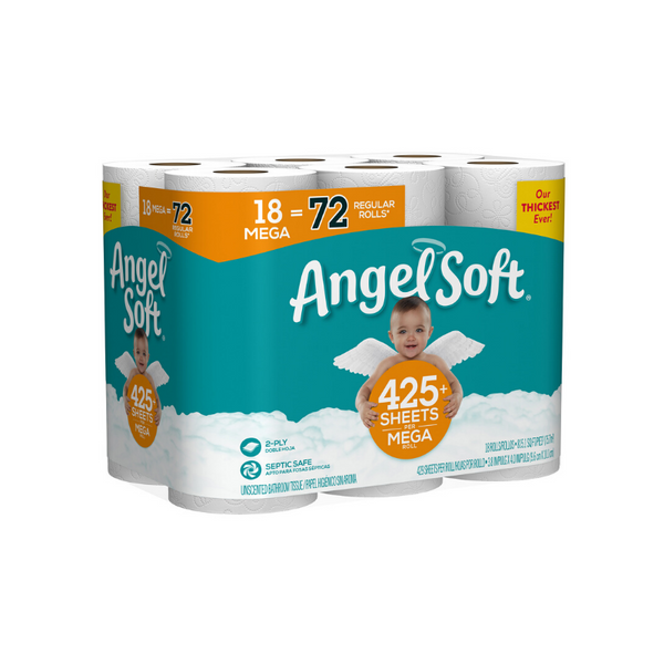 18 Mega Rolls Angel Soft Toilet Paper