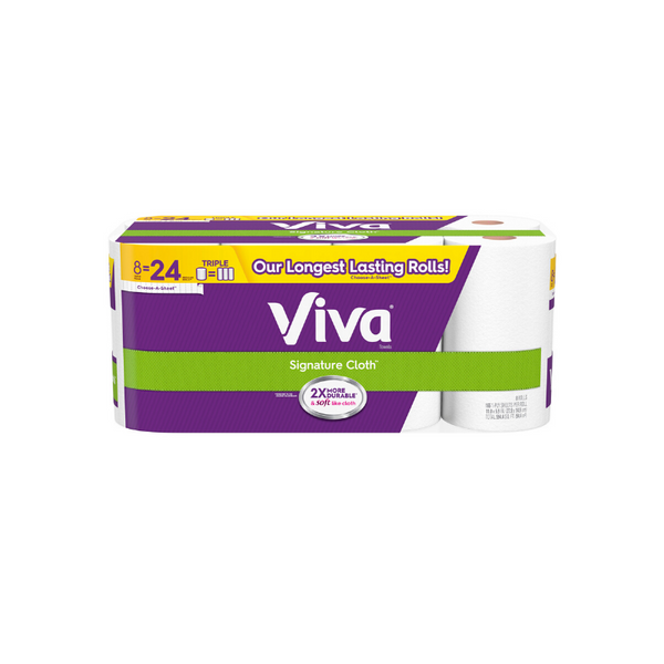24 rollos regulares de toallas de papel de tela Viva Signature