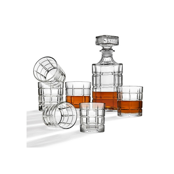 Juego de vasos y jarra de cristal transparente Studio Silversmith de 7 piezas
