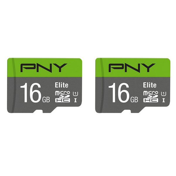 2 Pack Of PNY 16GB Elite Class MicroSD Cards