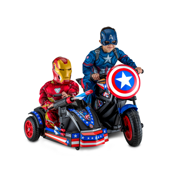 Motocicleta Kid Trax Marvel's Capitán América con sidecar