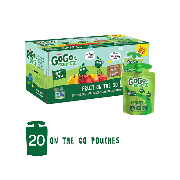 20-Count 3.2oz GoGo squeeZ Applesauce on the Go (Apple Apple)