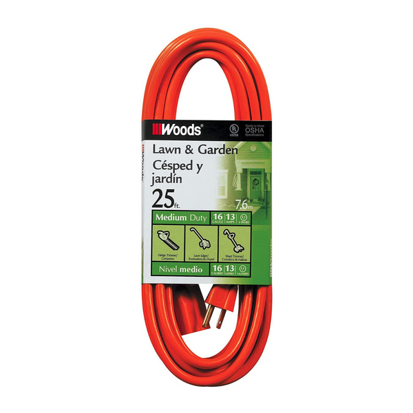 Woods Outdoor Heavy Duty Waterproof 25-Foot Extension Cord